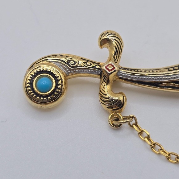 Sword Brooch Gold Tone Spain Jewelry - Picture 3 of 10